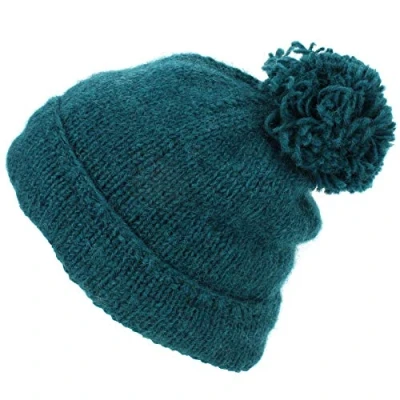 Image of LOUDelephant Chunky Wool Knit Baggy Slouch Beanie Bobble Hat Teal