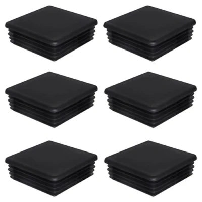 Image of SKIR&#039;CO (6 pcs) Square Plastic Plugs 80 x mm, Mat Tube End Caps, Inserts, Fence Post Plugs, Black RAL 9005