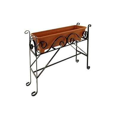 Image of Garden Pride Patio Planter Trough Stand Made of plastic coated solid steel Handmade in the UK (Terracotta)