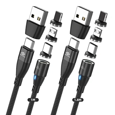 Image of Trescopes 6 in 1 PD100W Magnetic Charging and Data Cable, USB A/C to Type C, I Products Micro Meter + 2 [2 Pack]