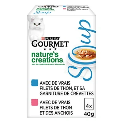 Image of GOURMET Soup: Tuna Shrimp Nets, Thon Anchois Nets 4 x 40 g Pack of 10