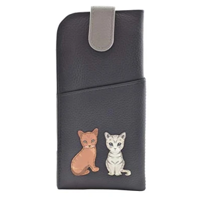Image of Mala Leather Best Friends Sitting Cats Glasses Case 5169 65 (Navy)