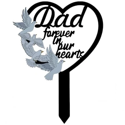 Image of Metal Dad Memorial Stake Grave Dove Decorations for Cemetery Gravesite Sympathy Markers Waterproof Gifts Loss of Tombstones Plaque Outdoors Lawn Yard Decor (Dad)