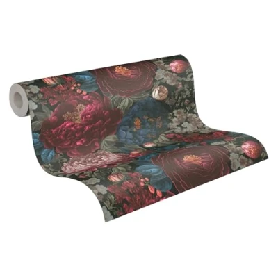 Image of Livingwalls Michalsky Non Woven Wallpaper Flowers 399791 in Red, Blue, Black, Green Luxury Designed