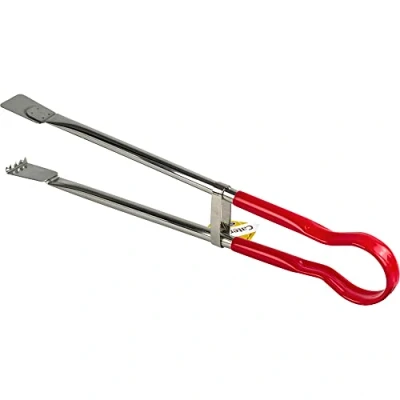 Image of Stainless Steel Cooking Kitchen Outdoor Barbeque Steak Tongs (21&quot; Red)