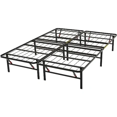 Image of Amazon Basics Foldable Platform Bed Frame, Tool Free Assembly, Under Storage, Queen (140cm x 200cm), Black