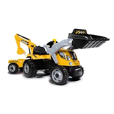 Image of Smoby 7600710301 Builder Max Tractor with Trailer, Yellow/Black