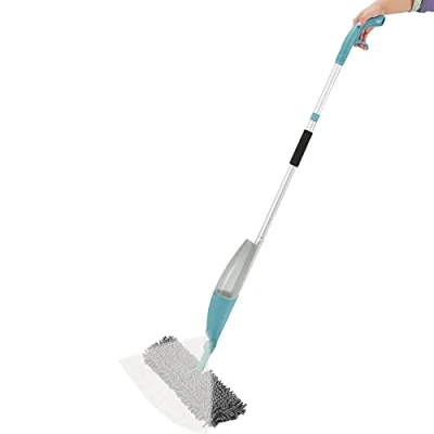Image of AMOS Extendable Spray Mop with Flexible Neck &amp; Water Tank 2 Microfibre Pads for Hardwood, Laminate, Tiles