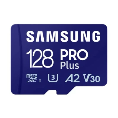 Image of Samsung PRO Plus MicroSD Card, 128 GB, UHS I U3, Full HD &amp; 4K UHD, Read Speed 180 MB/s, Write 130 Memory Card for Cameras and Drones, Includes USB Reader, MB MD128SA/EU
