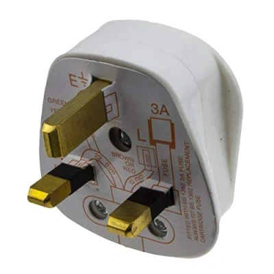 Image of kenable Rewireable 3 Pin UK Mains Plug Fitted with 3A Amp Fuse White