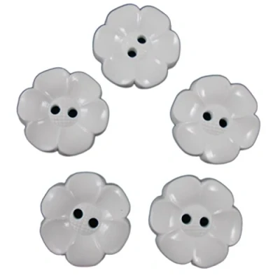 Image of Large Daisy Flower Feature Buttons 38mm Pack of 5 (White)