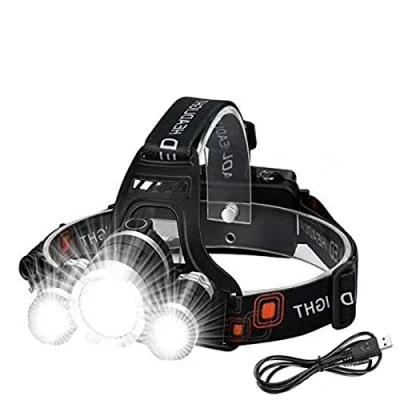 Image of Victoper Rechargeable Headlight with 3 Lights 4 Modes, 6000 Lumen Super Bright LED Lamp, Hands Free Flashlight Head Torch for Running, Camping, Fishing, Cycling, Hiking, Waterproof