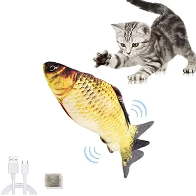 Image of Floppy Fish Cat Toy, Electric Catnip Plush Simulation Toys for Indoor Cats Pets Flopping/Moving Dog Toy Kitten Pillow Chew Bite Kick Interactive