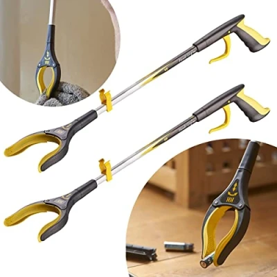 Image of 2 Pack The Helping Hand Company Handi Grip PRO Reacher Grabber 1 x 26&quot;/66cm &amp; 32/81cm. Long Handled Stick for Elderly Disabled. Rotating Head Reaching Aids