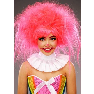 Image of Magic Box Womens Messy Neon Pink Clown Wig