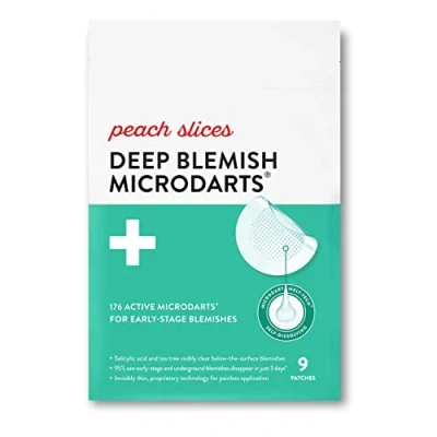 Image of Peach Slices Deep Blemish Microdarts Acne Patch Early Stage &amp; Pimples Fast Acting Salicylic Acid Tea Tree Oil Niacinamide Cica Hyaluronic Spot Treatment 9 Patches