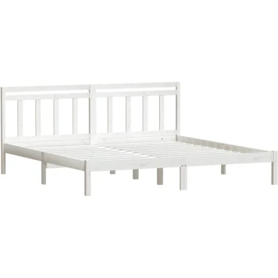 Image of vidaXL 3100610 Bed Frame without Mattress White Solid Wood 200x200 cm (810038+814115)