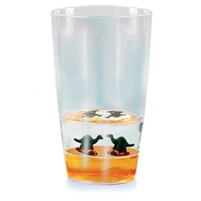 Image of Floatarama Tumbler Dinosaur from Deluxebase. Acrylic Drinking Glass with Floating Animal Figurines. 250ml BPA Free Dino for Children and Adults.