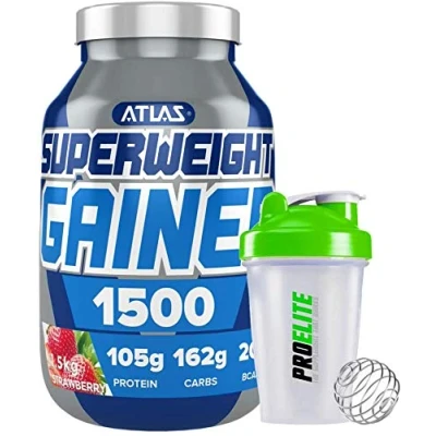 Image of Atlas Nutrisport Super Weight Gainer Mass Gain 1.5kg / 1500g + Shaker (Strawberry)