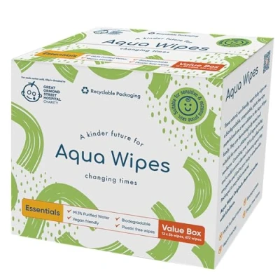 Image of Aqua Wipes Essentials Biodegradable Plastic Free 56s x 12 Packs