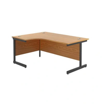 Image of Jemini Radial Left Hand Single Upright Cantilever Desk 1600x1200x730mm Nova Oak/Black KF819660