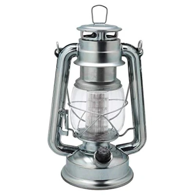 Image of YAKii LED Vintage Lantern Metal Hanging Hurricane 12 Dimmer Switch Cold White Battery Operated Power Outage Indoor Camping Lighting Outdoor Lantern(Silver)