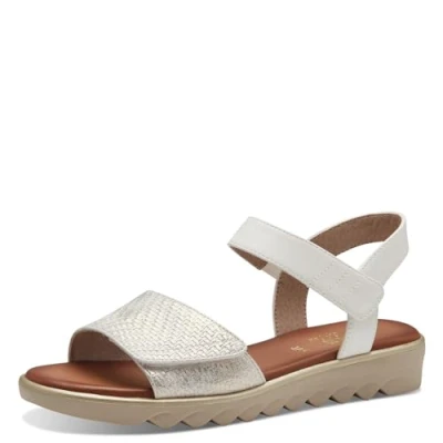 Image of Jana Women&#039;s 8 28265 42 Flat Sandal, White Gold, 5 UK