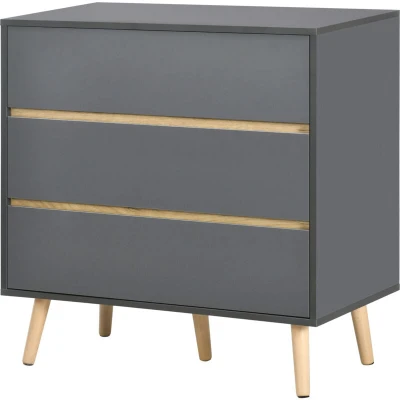 Image of HOMCOM Chest of Drawers 3 Drawer Storage with Wood Legs for Bedroom, Living Room