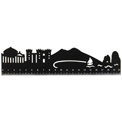 Image of Legami Ruler, Follow The Skyline, 20x5 cm, Naples Variant, Double Profile: one to draw clean and precise lines, with Monuments of