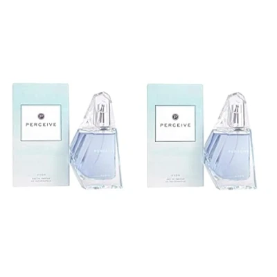 Image of Pack of 2 Perceive EDP sprays and cosmetics bag pear, pink dianthus orchid x 100ml individually boxed sealed by Avon.