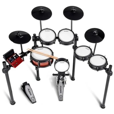 Image of Alesis Nitro Pro XL Electric Drum Kit with Dual Zone Quiet Mesh Pads, 500+ Authentic BFD Sounds, Bluetooth, Drumeo, USB MIDI