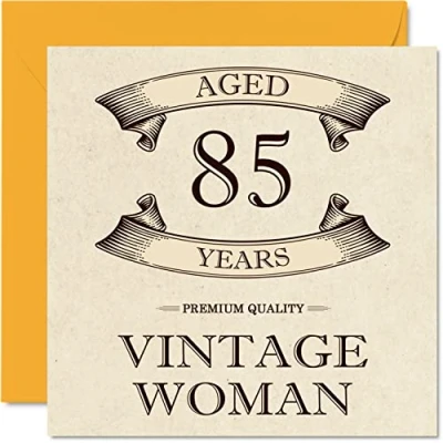 Image of Vintage 85th Birthday Cards for Women Aged 85 Years Fun Card Mum Sister Wife Granny Nanny Grandma Auntie, 145mm x Ladies Greeting Cards,