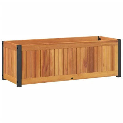 Image of vidaXL Garden Planter 80x30x27.5 cm Solid Wood Acacia and Steel