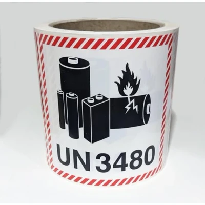 Image of Lithium Battery Label UN 3480 Batteries Labels UN3480 Roll of 250 Self Adhesive