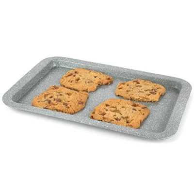 Image of Salter Marblestone 37cm Baking Tray Non Stick Oven Sheet, Lightweight Carbon Steel, Easy Wipe Clean, Rectangular Cookie Tray, Safe to 220C, PFOA Free, For Cooking, Baking, Roasting, BW02775G