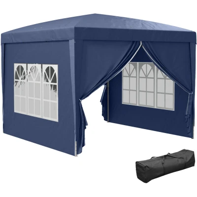 Image of Outsunny New Garden Heavy Duty Pop Up Gazebo Marquee Party Tent Wedding Canopy, Blue