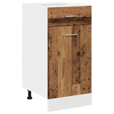 Image of vidaXL drawer bottom cabinet kitchen unit old wood engineered storage with and compartments brown 40x46x81.5cm
