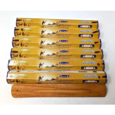 Image of Satya Incense Sticks Hexa Box 120 Includes JRose Wooden Stick Holder (Egyptian Musk)