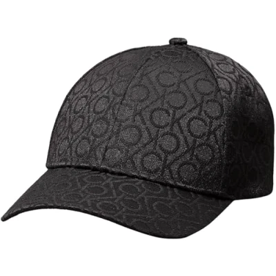 Image of Calvin Klein Monogram Cap, Women&#039;s, Size: One Size, Ck black mono jacquard