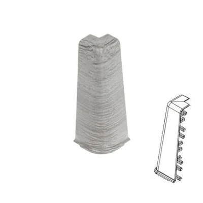 Image of VP Plastic Skirting Board High Line 2.5m PVC External Corner Light Grey Oak 78