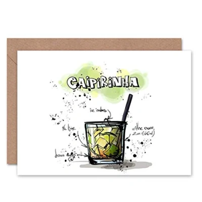 Image of Wee Blue Coo CAIPIRINHA COCKTAIL DRINK BLANK GREETINGS BIRTHDAY CARD ART