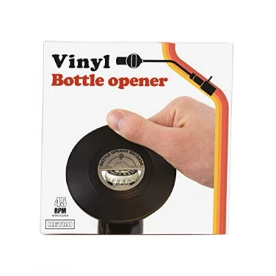 Image of Gift Republic Vinyl Bottle Opener, Black, 10x10x0.5 cm