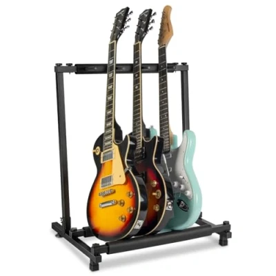 Image of AODSK 3 Multi Guitar Stand Rack with Folding Design, Multiple Guitars Stand,Portable Black Holder, Display Holder for &amp; Bass,Studio Home (3 Guitars)