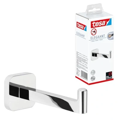 Image of tesa ELEGAANT Spare Toilet Roll Holder Self Adhesive, Stainless Steel Paper Waterproof, incl. Power.Kit Adhesive Solution 50 mm x 128