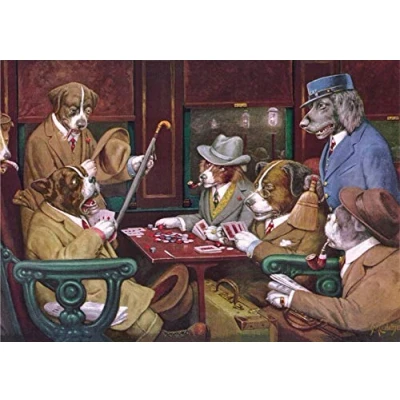 Image of TNND Art Print Poster Dogs Playing Poker Home Decor Wall Metal Sign 8x12 inches
