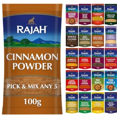 Image of Cinnamon Powder by Rajah Spices Darchini Taj Dalchini 5 x 100g or Pick Any