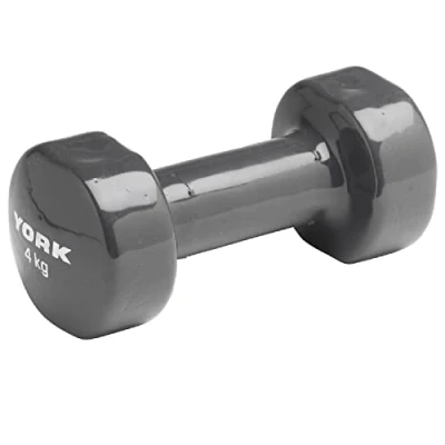 Image of York Fitness Single Vinyl Dipped Dumbbell (Fitbell), Grey, 4 Kg