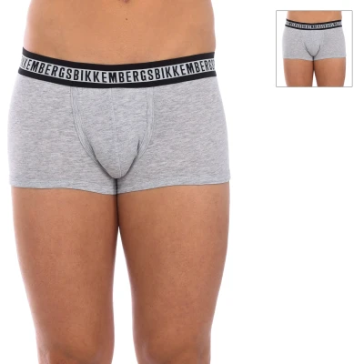 Image of Bikkembergs Mens Pack 2 Boxers Fashion Tape anatomical front BKK1UTR08BI man Grey Cotton Size Small