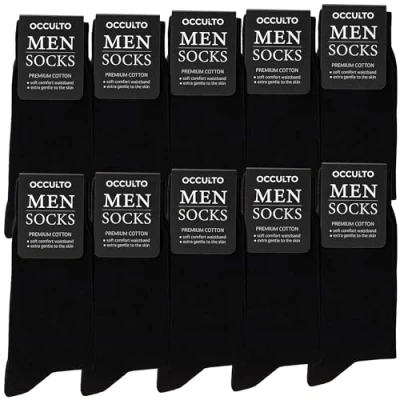 Image of Occulto Men Black Socks Pack of 10 30 (Model: Hermann) 6 8