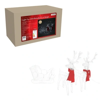 Image of Christmas Workshop 150 LED Acrylic Reindeers with Sleigh 160cm